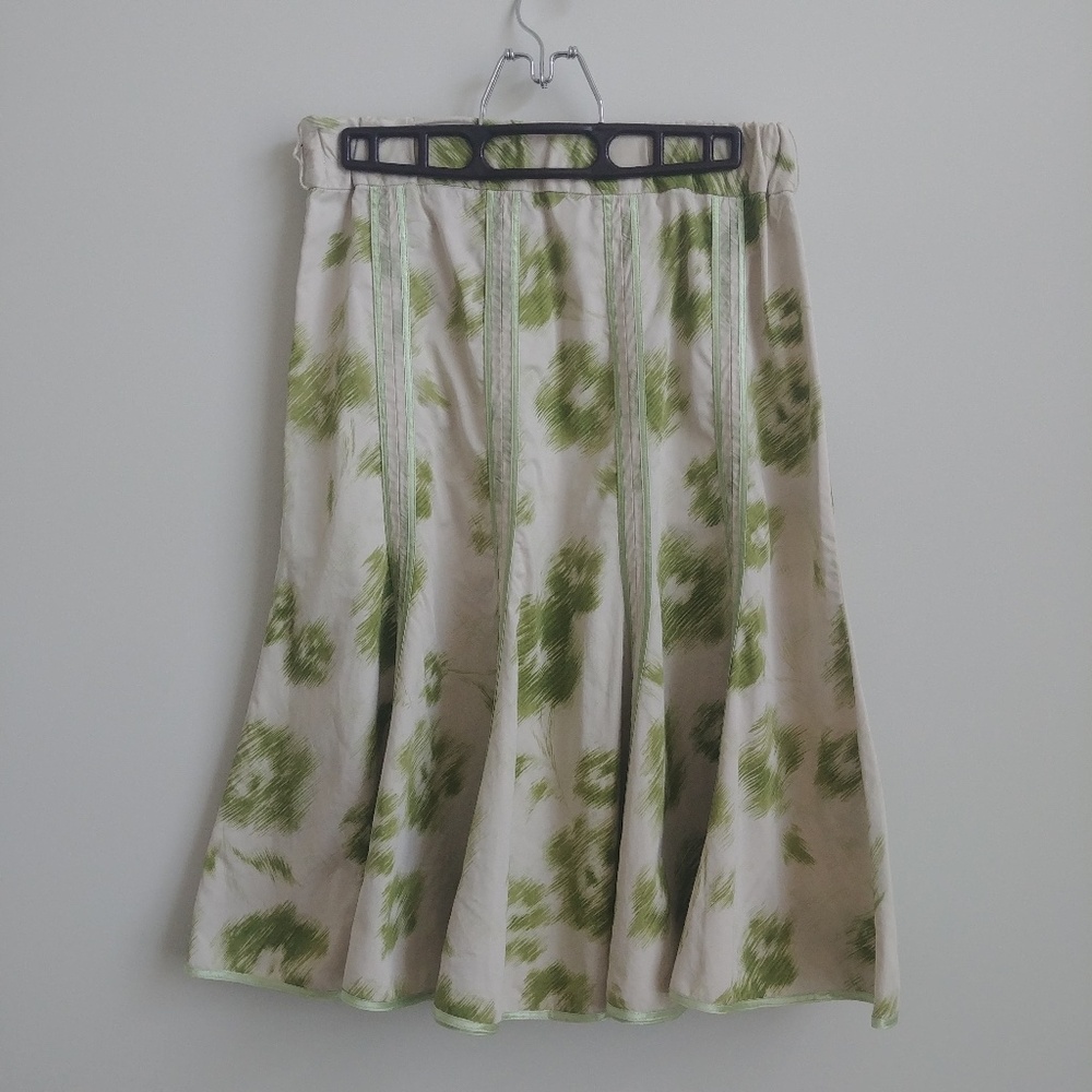 4/$20 "Just Below Waist" 100% cotton abstract print flared skirt ribbons sz 8